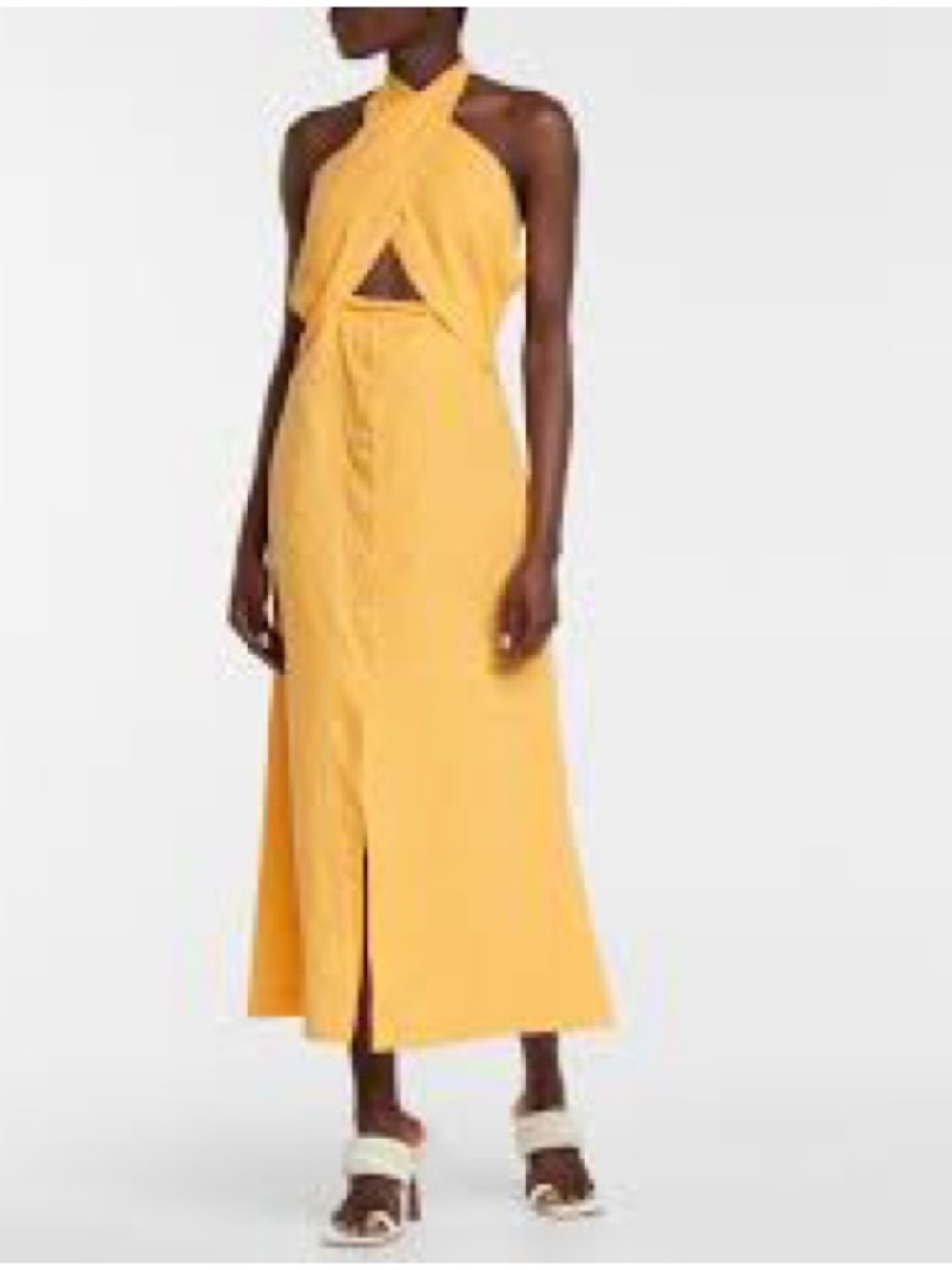 Nanushka Yellow Halter Twist Cutout Midi Dress